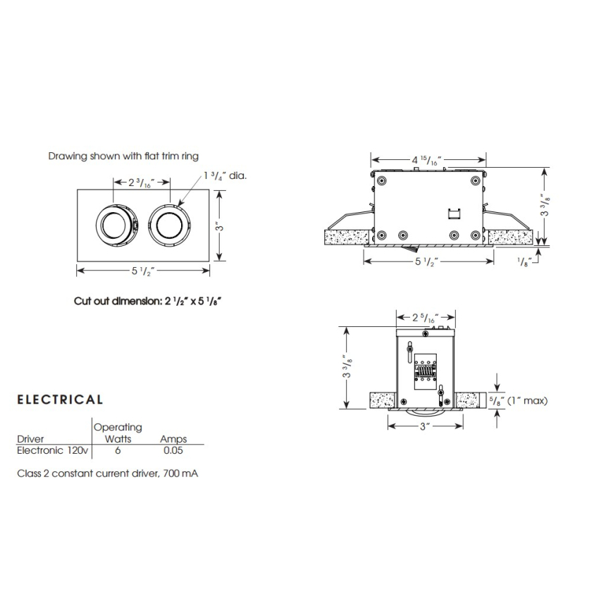 Amerlux APMREM-2 Adjustable Puck Multiple Remodeler LED Recessed 2 Light + Housing