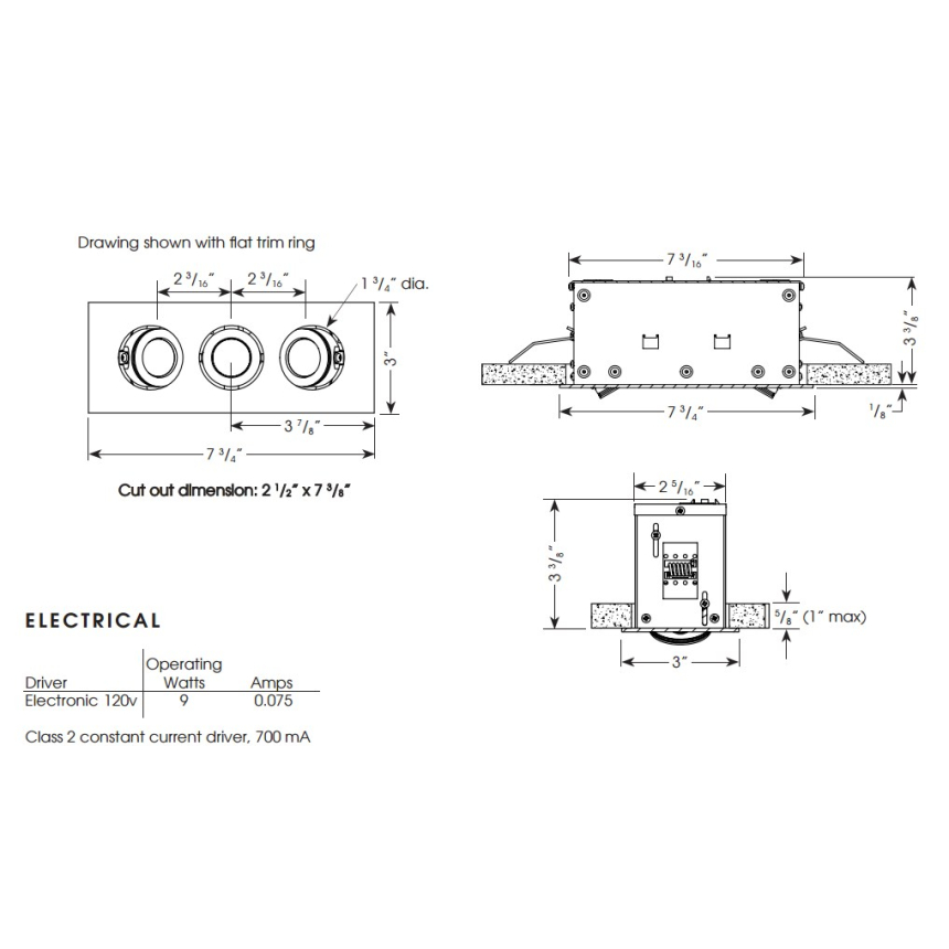 Amerlux APMREM-3 Adjustable Puck Multiple Remodeler LED Recessed 3 Light + Housing
