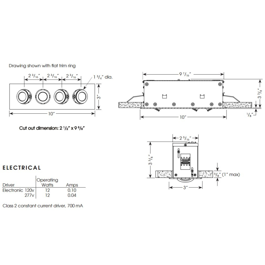 Amerlux APMREM-4 Adjustable Puck Multiple Remodeler LED Recessed 4 Light + Housing