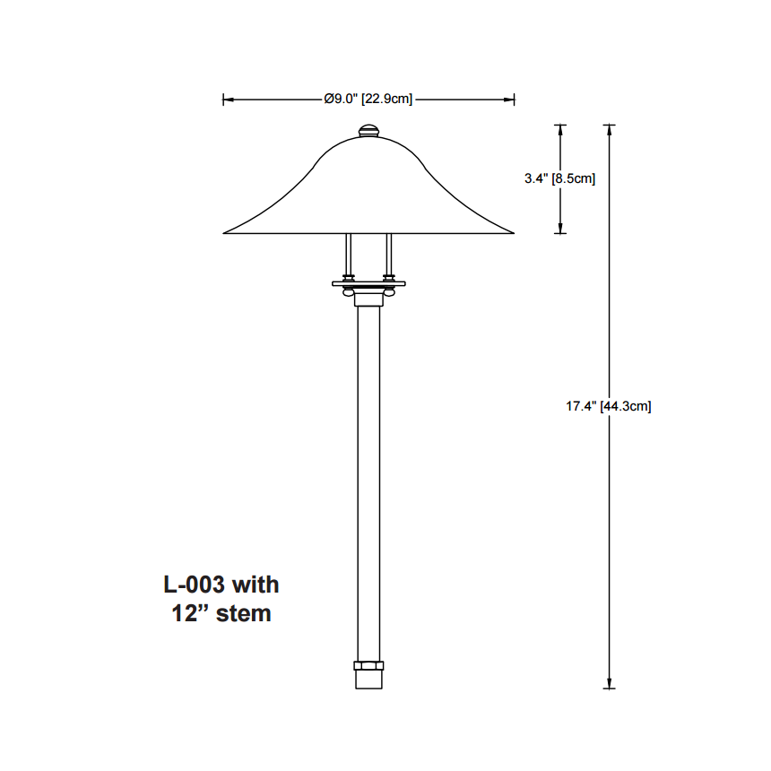 Beachside Lighting L-003 L-Series Curved Shade Pathlight