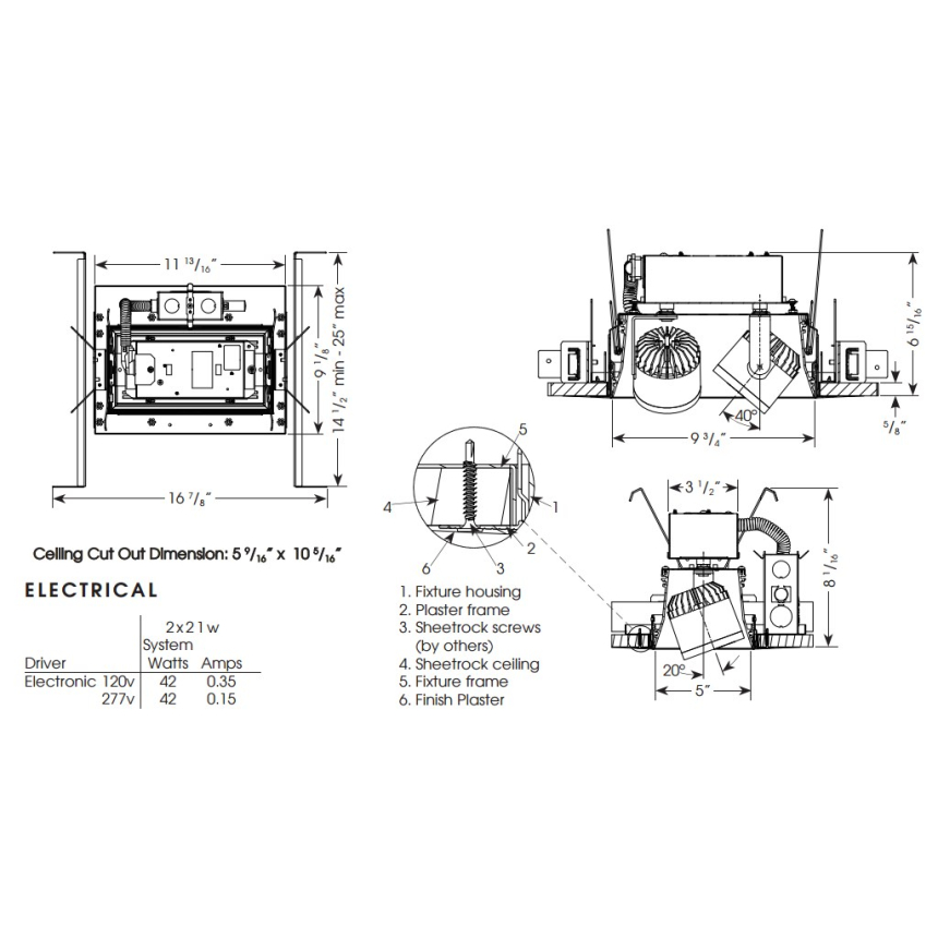 Cylindrix® III Mini C3MRTLX-2 2LT Double LED Recessed Lighting Multiple - 2 Light + Housing + Rimless Trim