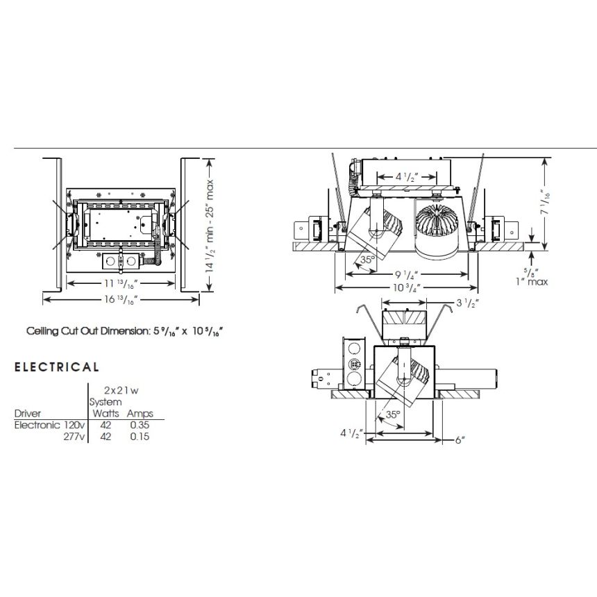 Cylindrix® III Mini C3MR-2 Double LED Recessed Lighting Multiple - 2 Light + Housing + Trim