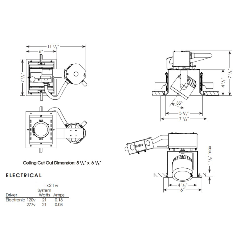 Cylindrix® III Mini C3MREM-1 1LT LED Multiple Recessed Remodeler 1 Light + Housing