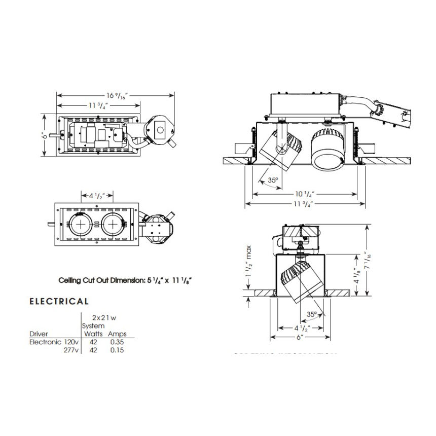 Cylindrix® III Mini C3MREM-2 2LT Double LED Recessed Lighting Multiple - 2 Light + Housing + Trim