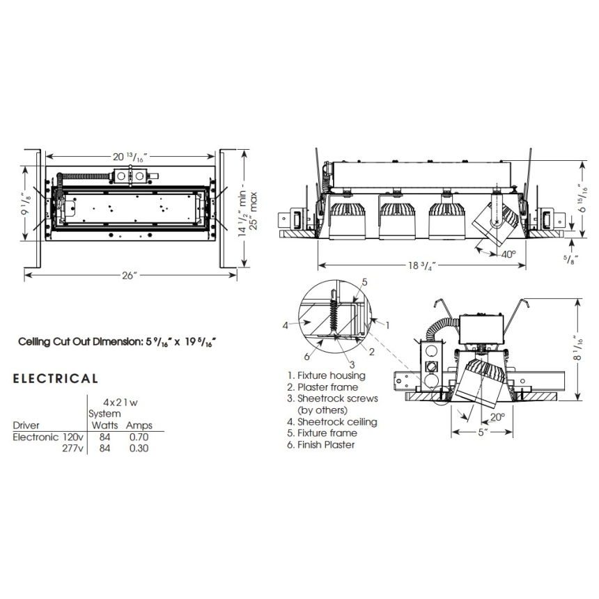 Cylindrix® III Mini C3MRTLX-4 Quad LED Recessed Lighting Multiple - 4 Light + Housing + Trim
