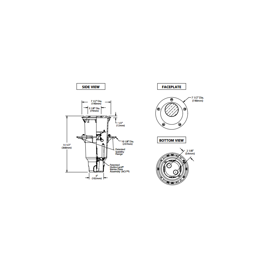 BK Lighting CO2-OS-LED-RD Offset Deep Housing Recessed LED In Grade Well Light