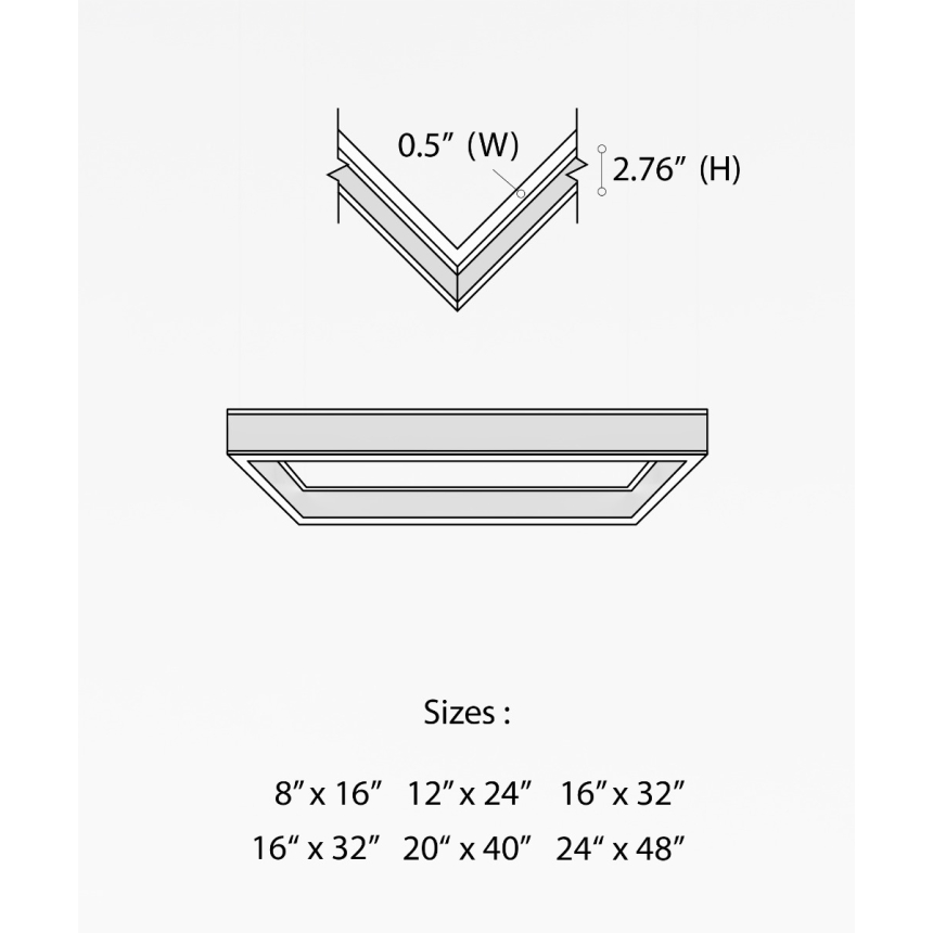 Alcon 12274-1-P, suspended commercial slim rectilinear pendant light shown in black finish and a rectangular shape with a direct and indirect lens.