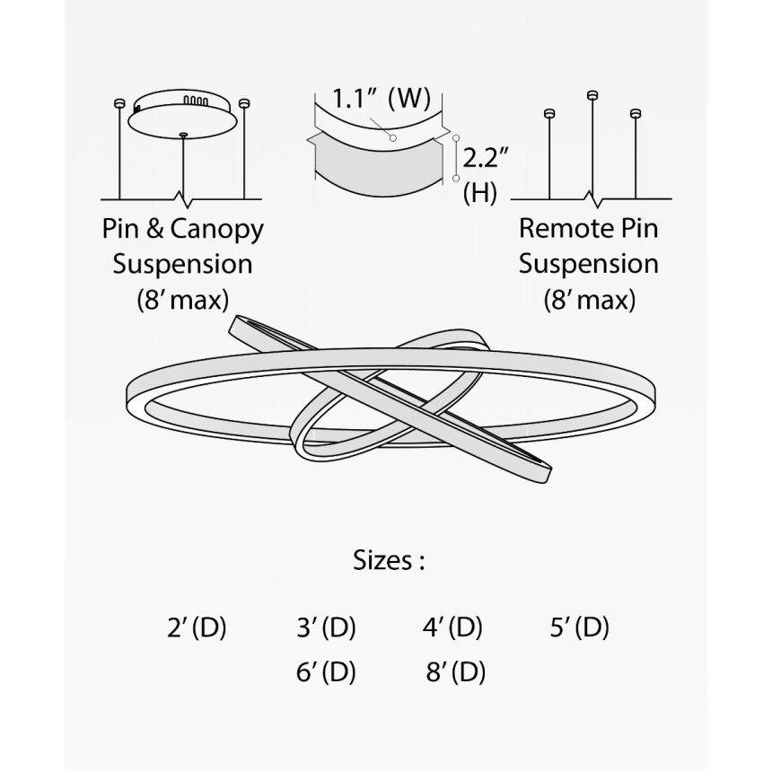 Alcon 12281-P, suspended commercial pendant light shown in black finish and with a flush trim-less lens.