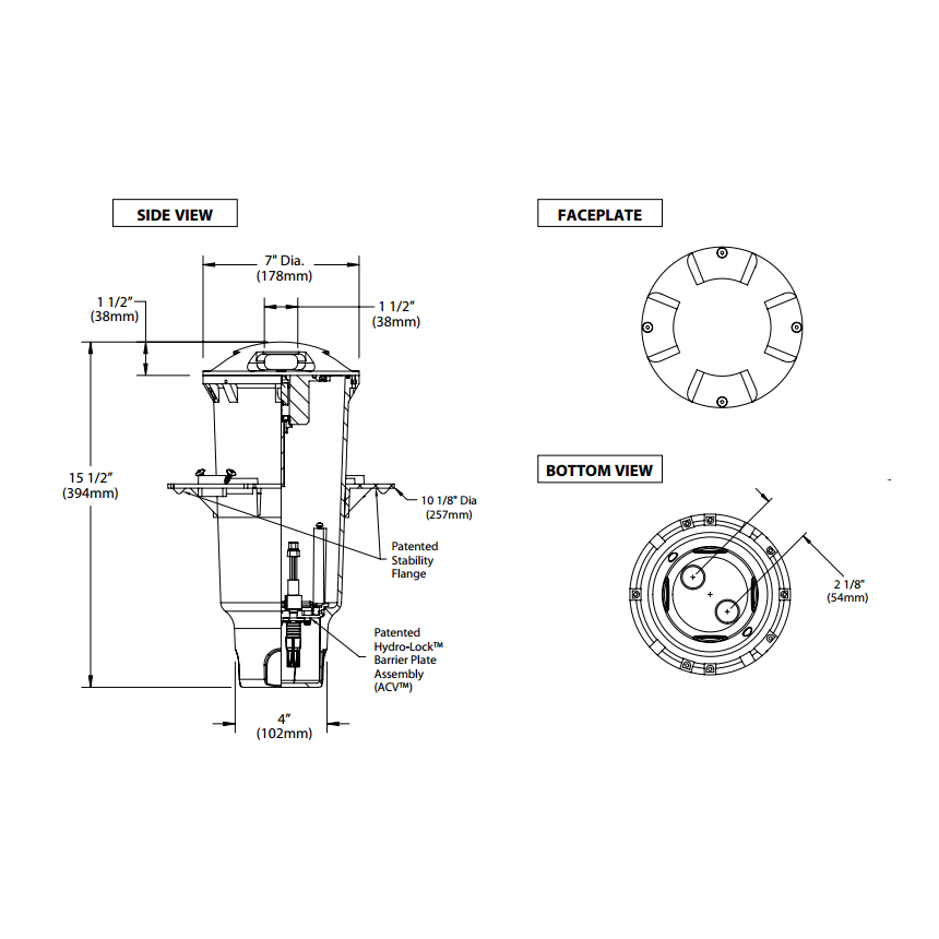 BK Lighting DR2-LED-RD Deep Housing Recessed In Grade Well Light