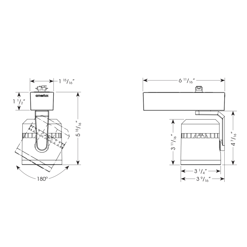 Amerlux C3MH Cylindrix® III Mini Horizontal C3MH 21W LED Track Light Fixture - Ideal for LED Gallery Lighting or Retail Track Lighting Applications