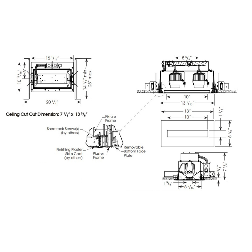 Velato VEL-HHP-TL-2-SA 2LT LED Double LED Recessed Lighting Multiple - 2 Light + Housing + Rimless Trim