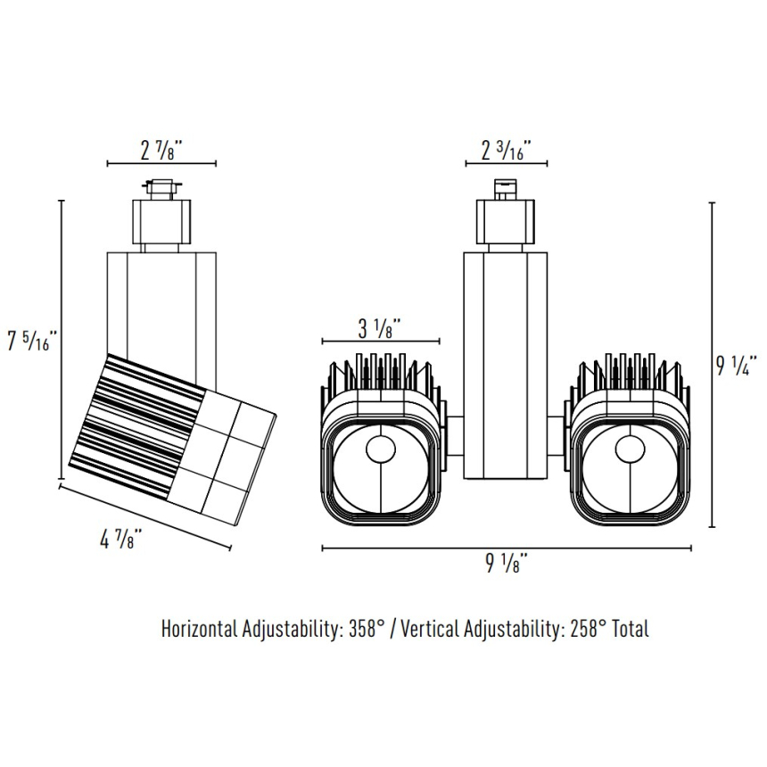Intense Lighting MBSX2 2-Light Vertical Square Track Light