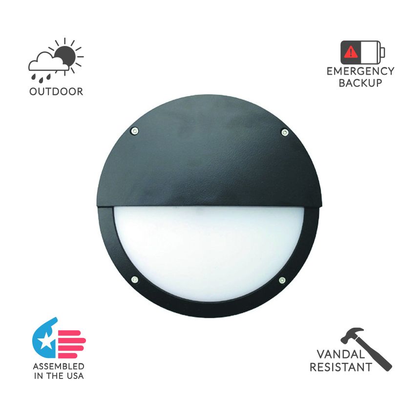 Alcon Lighting 11231-E Optic 10 Inch Round Eyelid Face Guard Architectural LED Wallpack Outdoor Vandal Proof Luminaire