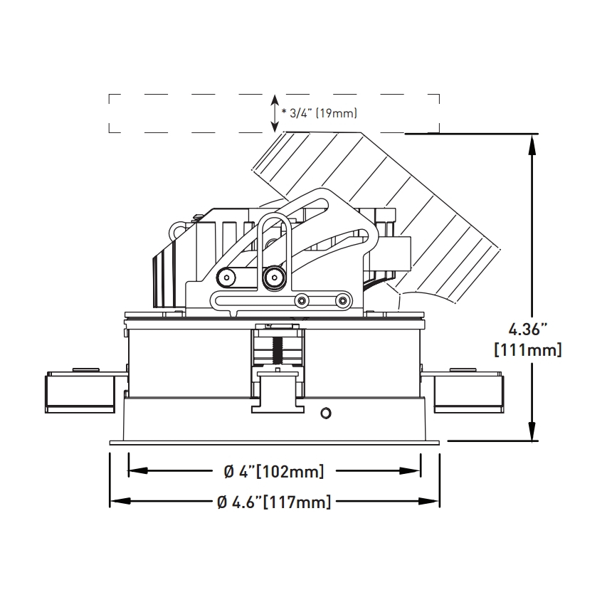 Lucifer F4S-AE-1 Fraxion Microflange Square Ajustable Recessed LED Downlight