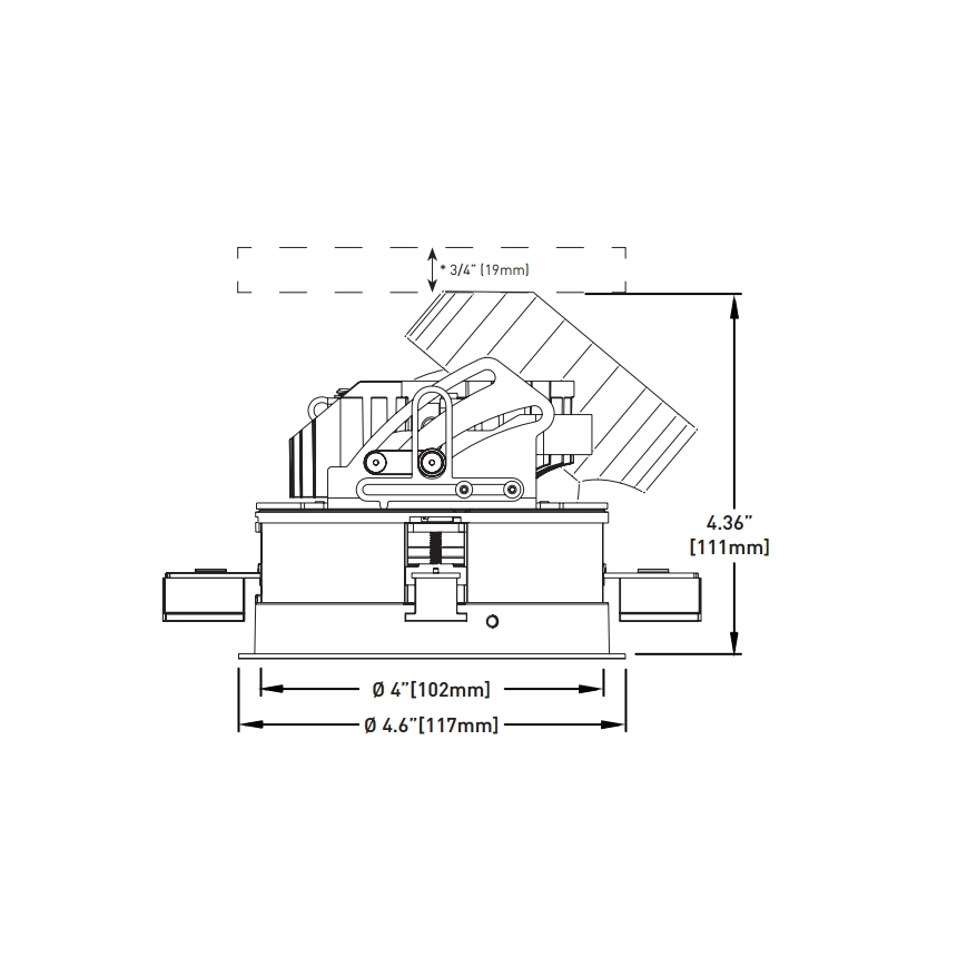 Lucifer F4S-AE-2 Ajustable MicroFlange Fraxion Recessed LED Downlight Suitable for Wet Location