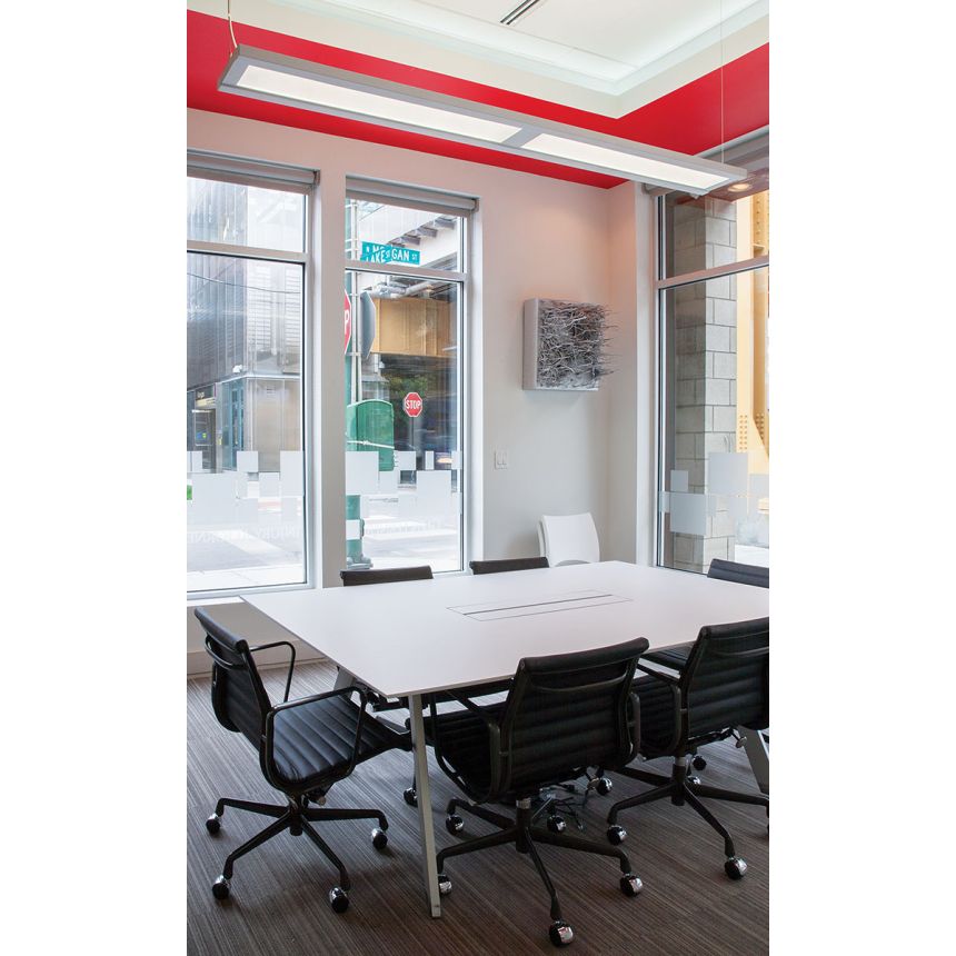 HE Williams FP4 Step-up T5 Fluorescent Flat Panel 4 Foot Architectural Linear Pendant Light Fixture - White