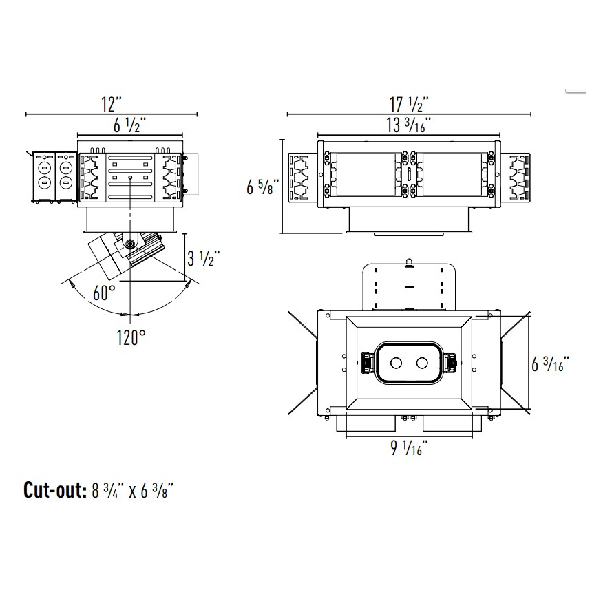 Intense Lighting ICL-MBW2 MBW2 LED Square Adjustable Pull Down Downlight Recessed Light + Trim + Housing