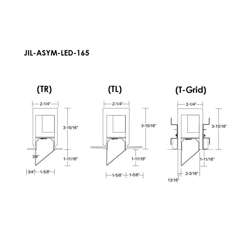 Birchwood Lighting JILL LED ASYM 1.65 Inch Asymmetric Drop Lens Narrow LED Recessed Linear | Wall Wash Fixture