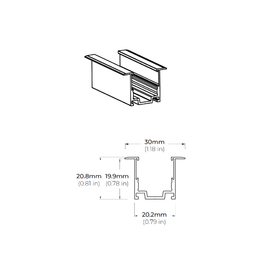 Recessed Flanged Aluminum Mounting Channel