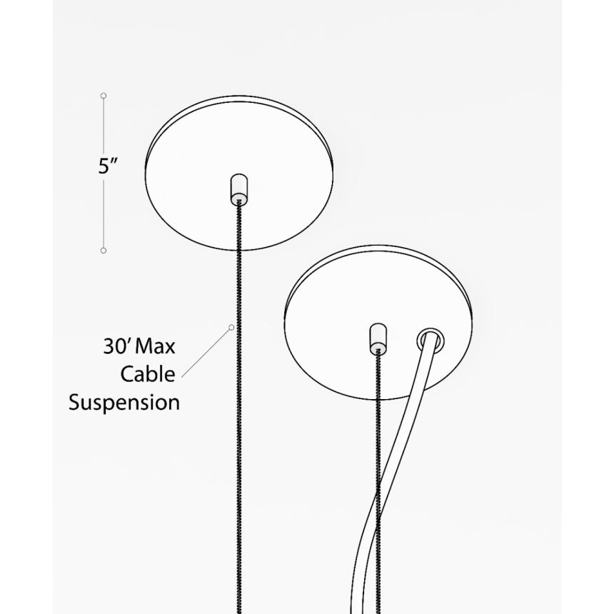 Product rendering of 16501 5-inch canopy kit that offers powered and nonpowered adjustable aircraft cable suspension. 
