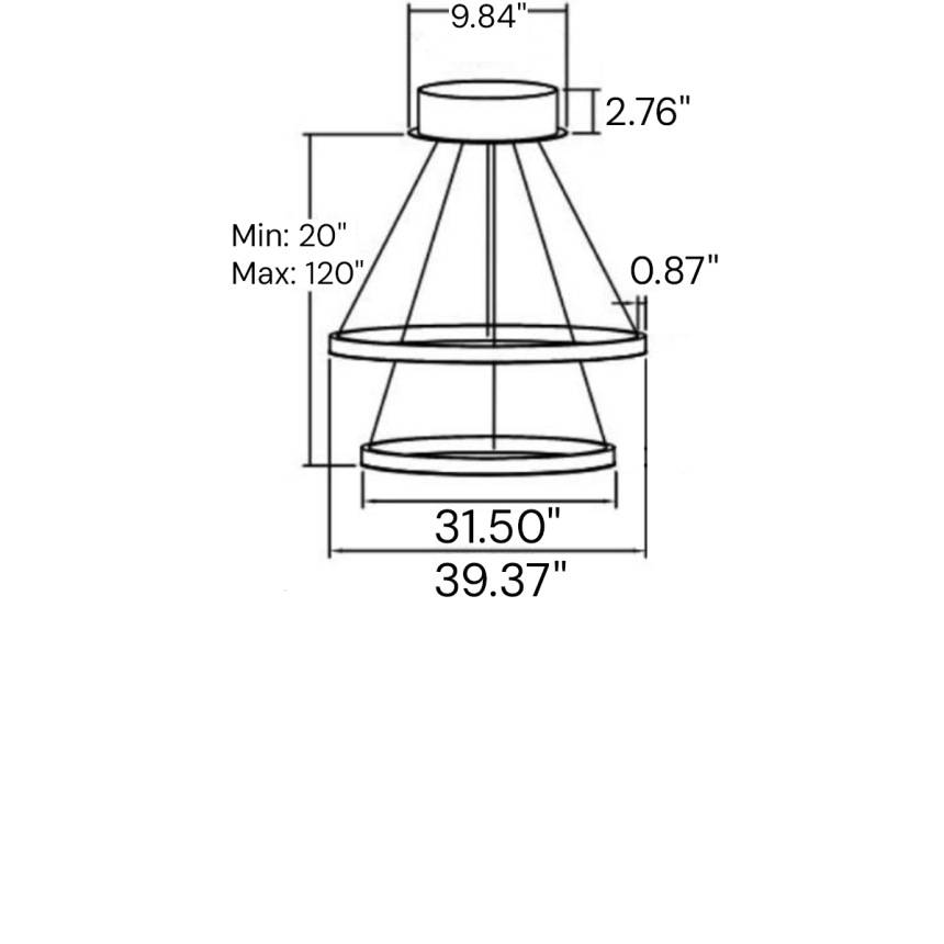 Alcon 12282-2, chandelier 2 tiered ring pendant light shown in rose gold finish.