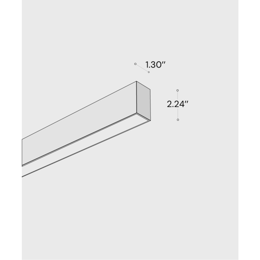 12100-12-S linear LED ceiling light shown with black finish and diffuser lens