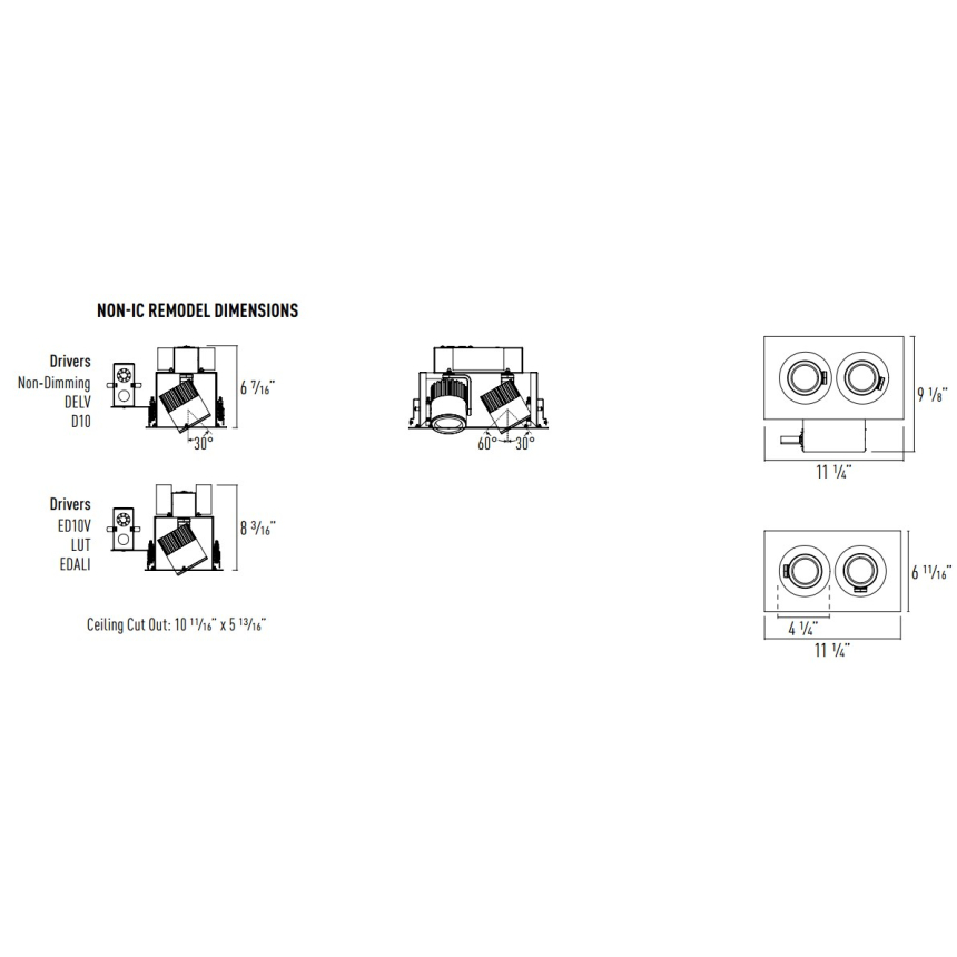Intense Lighting MXFM2 MX Double LED Recessed Lighting Multiple - 2 Light + Housing + Trim