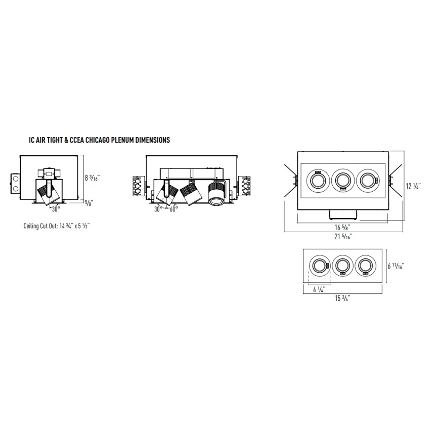 Intense Lighting MXFM3 MX Triple LED Recessed Lighting Multiple - 3 Light + Housing + Trim