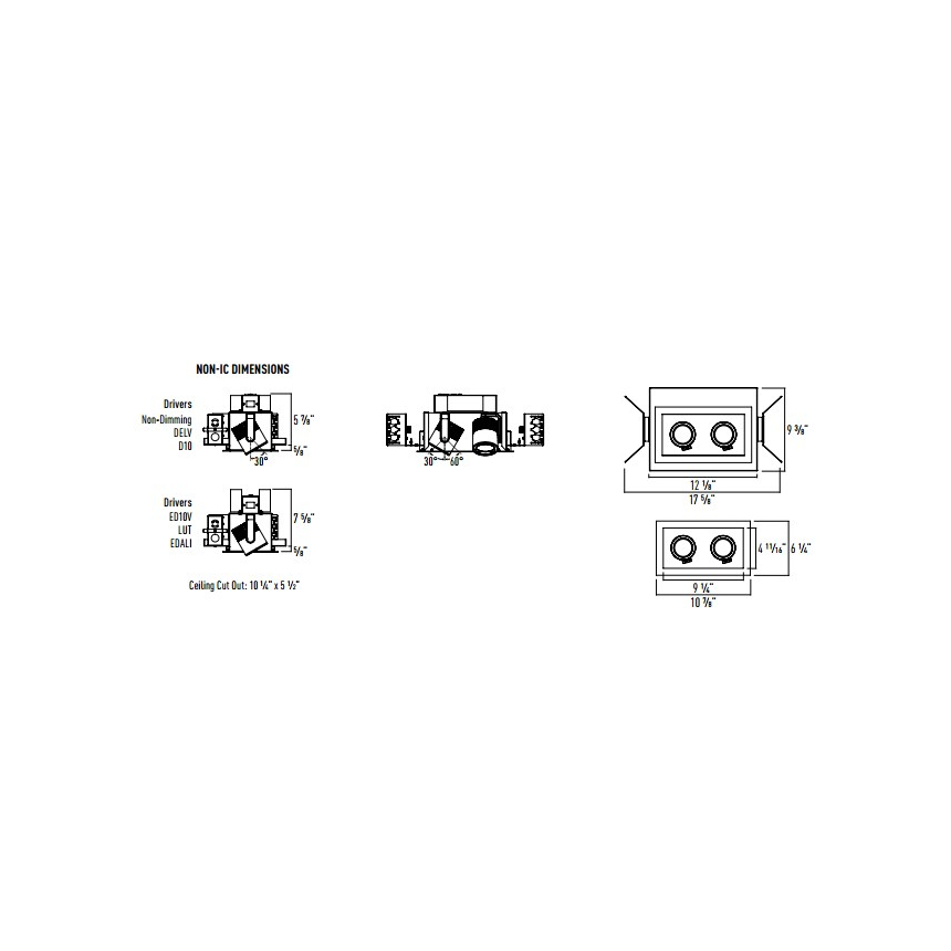 Intense Lighting MXRTR2 MX Double LED Recessed Lighting Multiple - 2 Light + Housing + Trim