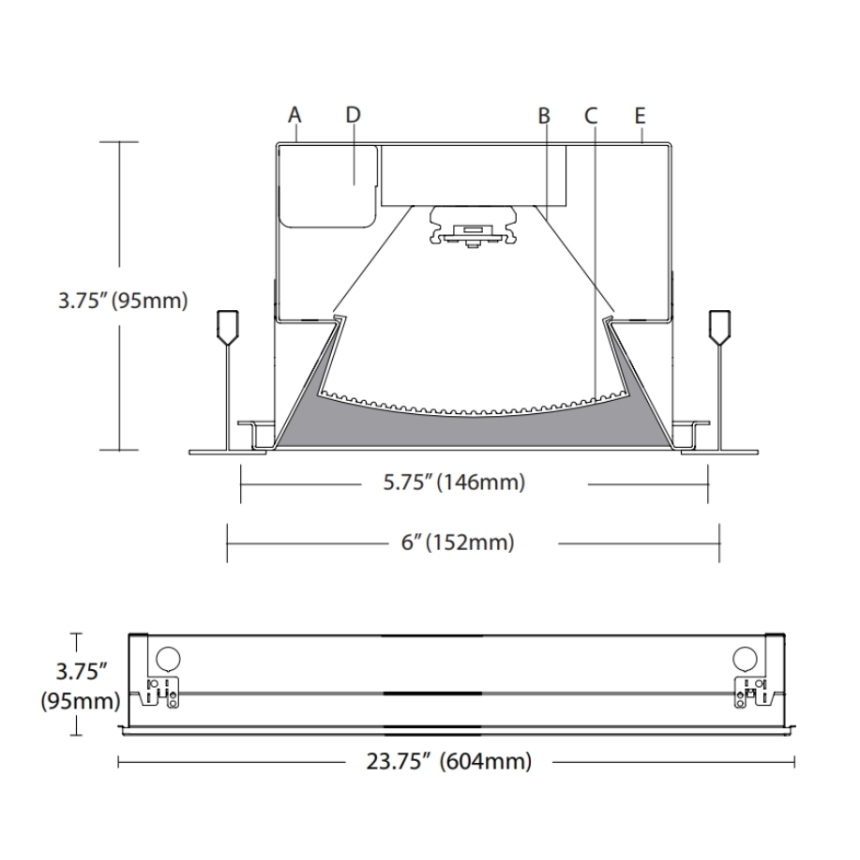 Cooper Class R6 2FT LED Linear Recessed Light Prismatic Lens Fixture