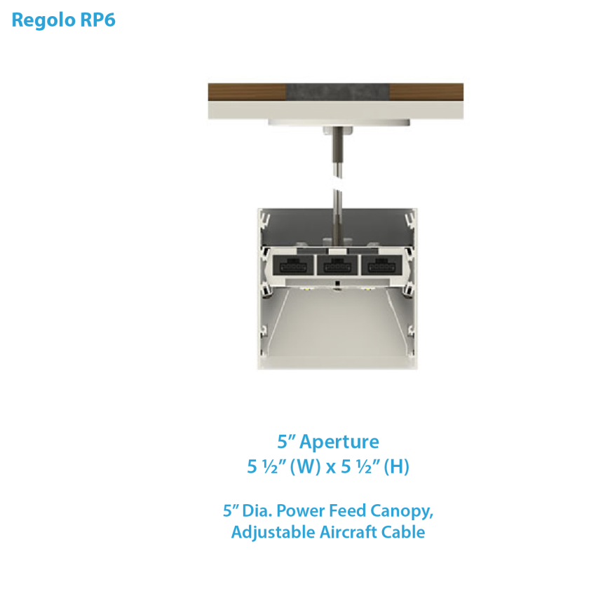 Nulite Lighting Regolo RP6-6B Bi-Directional Pendant Series LED 6 Inch Linear Suspended Light Fixture - Direct / Indirect