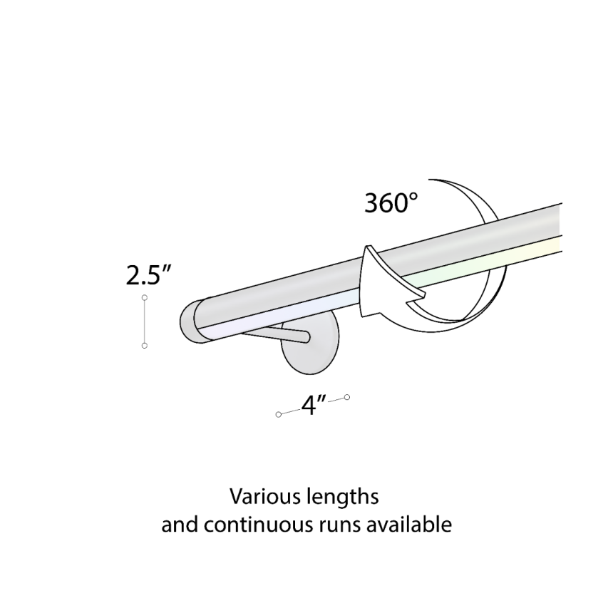Alcon 12100-R2-W RGBW Color tunable linear wall light shown in a black finish.
