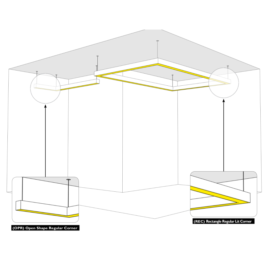 Axis Lighting Beam 4 Pendant Direct/Indirect Patterns