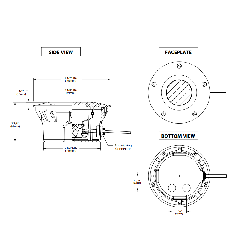 BK Lighting CO2-LED-RS Shallow Housing Recessed In Grade Well Light