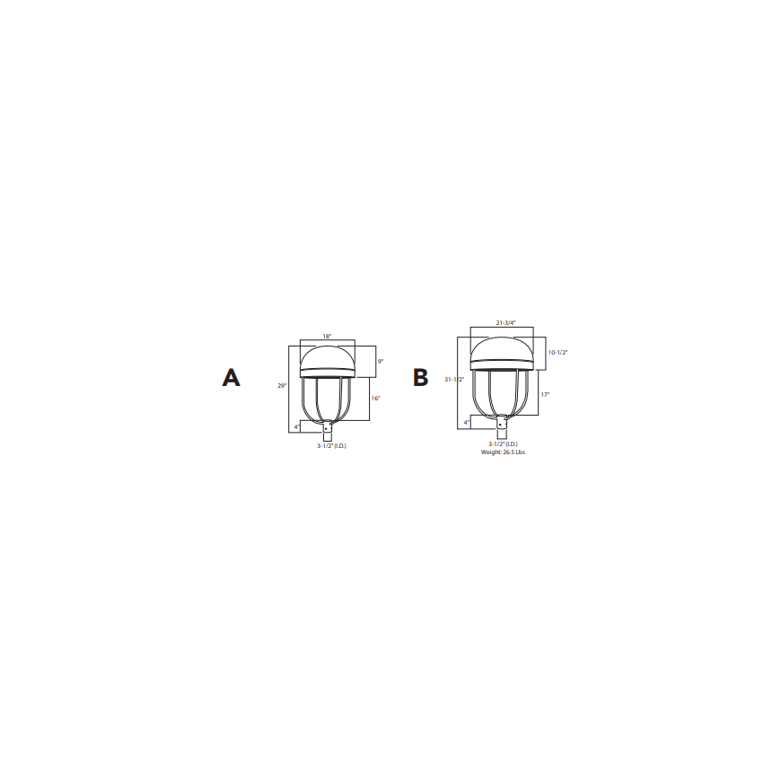 Rayon T393LED LED Dome Top Spider Cylinder Luminaire Fixture