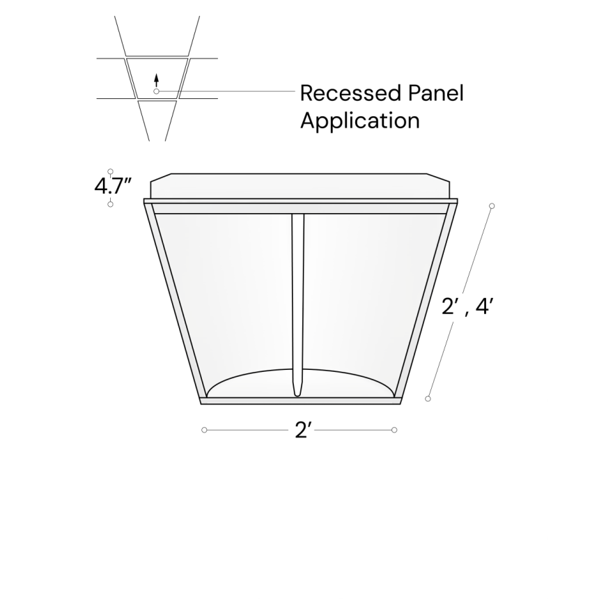 Alcon Lighting 14010-R LED Recessed Troffer Panel slim center beam LED light with a white finish.