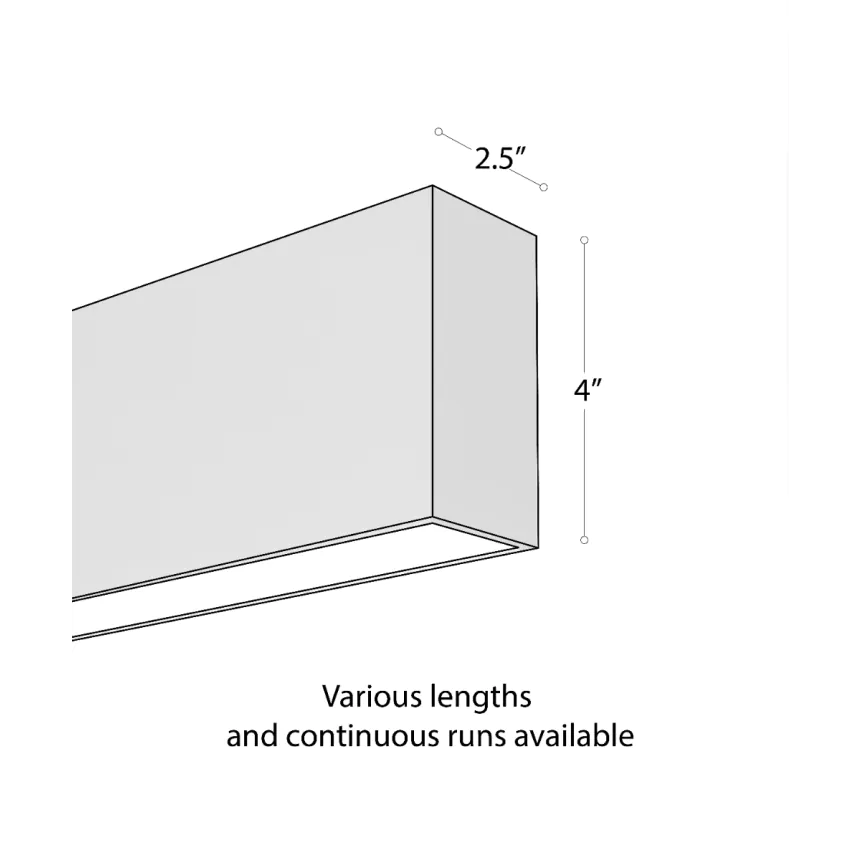 Product rendering of the 12100-45-S 4-inch Linear Surface Mount Linear LED Light by Alcon Lighting shown with a flat lens
