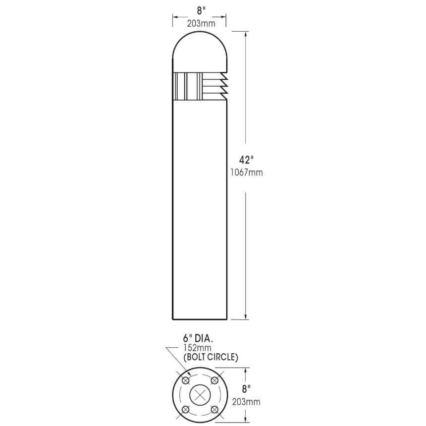 US Architectural Lighting BDA8-HV LED Solid State Bollard