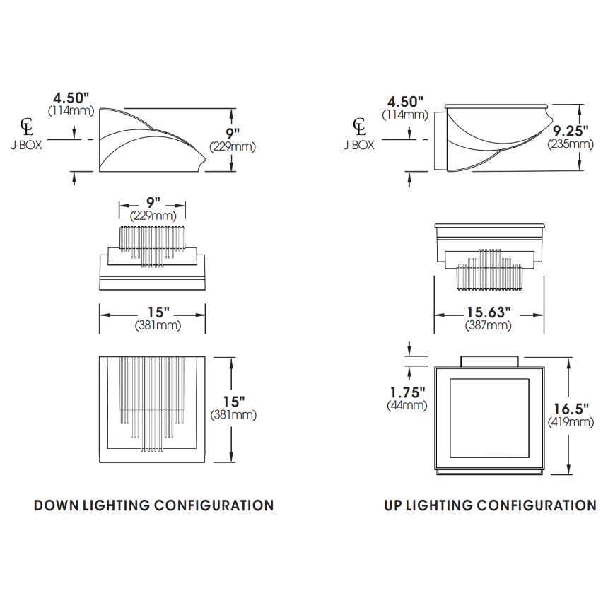 US Architectural Lighting Tsunami LED Solid State Wall Mount Lighting 