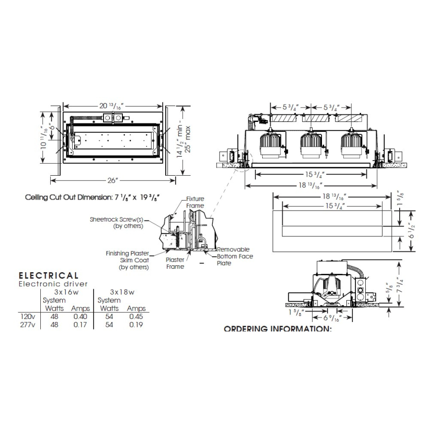 Velato VEL-HHP-TL-3-SA 3LT LED Recessed Slot Adjustable with Trimless Multiple 3 Light + Housing + Trimless