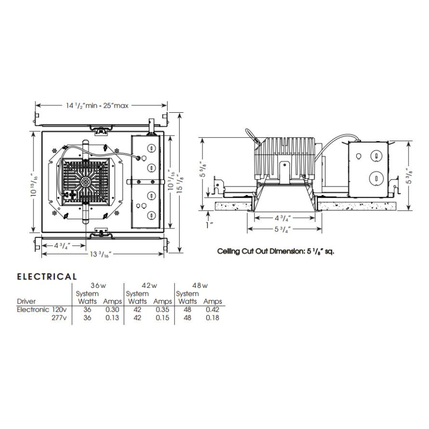 Evoke®  E475SDX-A15 4.75" Square Downlight LED High Wattage
