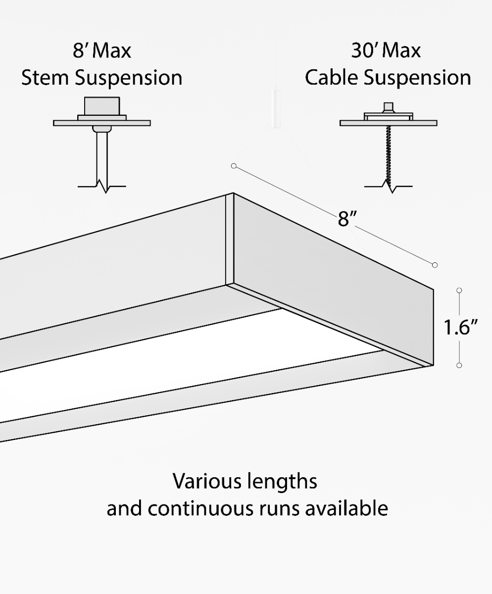8-Inch Linear Suspension LED Light – Alcon Lighting 12113-P