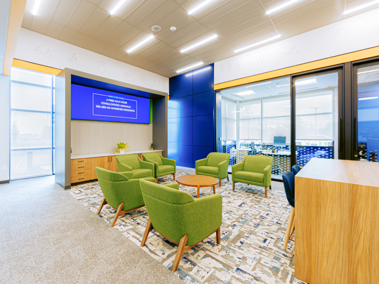 T-bar grid ceiling lights install easily in standard grid ceilings to create a modern, seamless look.