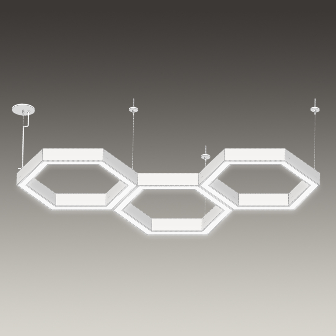 Alcon 12175-P-TRI LED Hexagon Pendant Tri-Light - Black