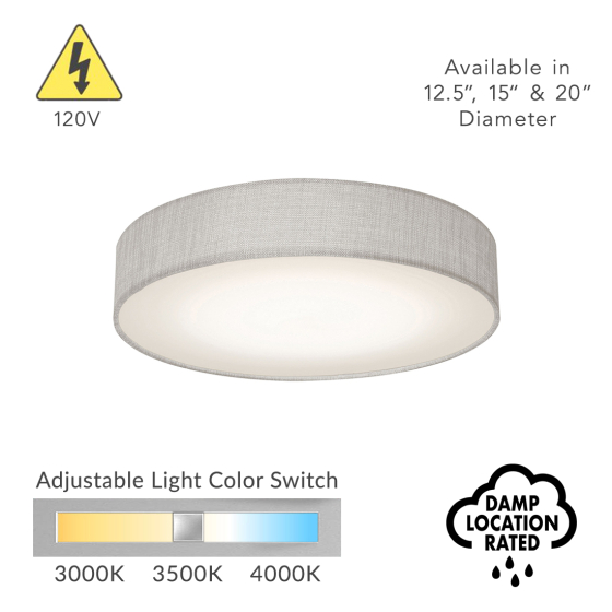 Alcon 11140 Linen LED Flush Mount Ceiling Light