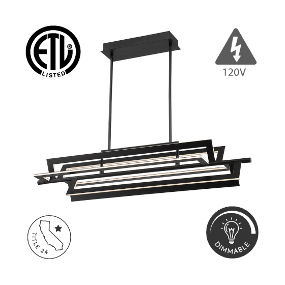 Alcon 12261 Architectural Edge Lit 42 Inch Linear Island LED Chandelier 