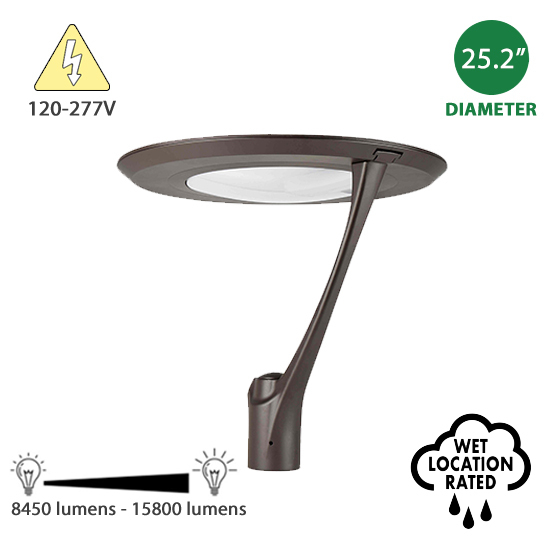 Alcon 11410-S Architectural Modern Single Arm LED Post Light | Selectable Wattage and Color Temperature