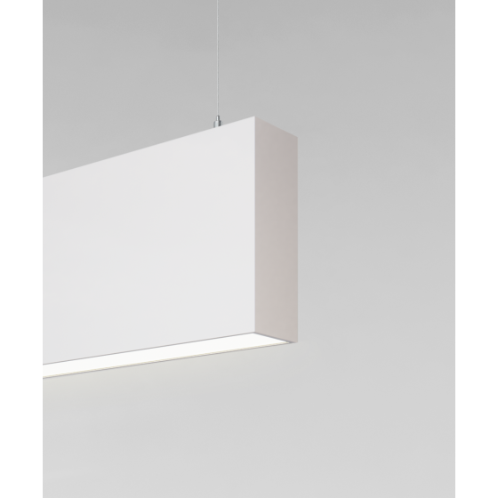 12100-14-P suspended pendant light shown with black finish and flush lens