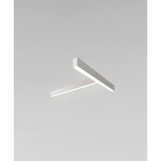 Alcon 12100-20-P-T T-shaped suspended pendant light shown in white finish with a flushed lens.
