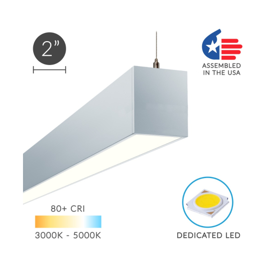 12100-23-P suspended pendant light shown with white finish and flush lens